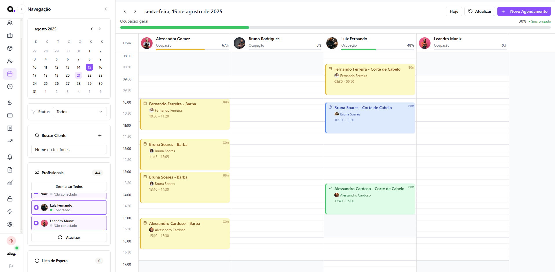 Agendas Moderna integrada com Google - Alicy